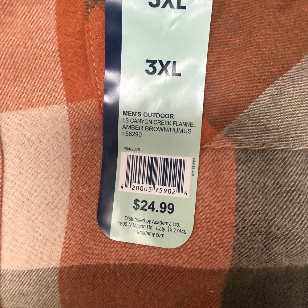 Magellan Outdoors Canyon Creek Flannel Shirt 3XL Amber Brown Plaid NWT - Picture 7 of 11